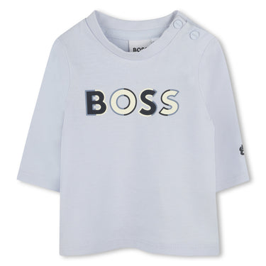 BOSS playera para bebe blanca manga larga